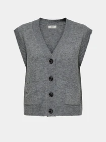 Свитеры и кардиганы JDY SUPER S/L V-NECK VEST KNT модель 15354100_Medium Grey Melange Фото
