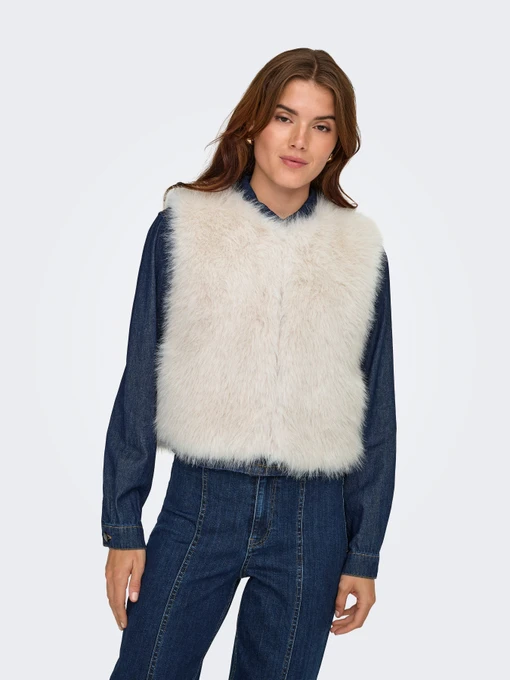 Куртки та дублянки JDY ORA FAUX FUR WAISTCOAT модель 15359348_Birch Фото