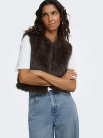 Куртки та дублянки JDY ORA FAUX FUR WAISTCOAT модель 15359348_Chocolate Torte Фото