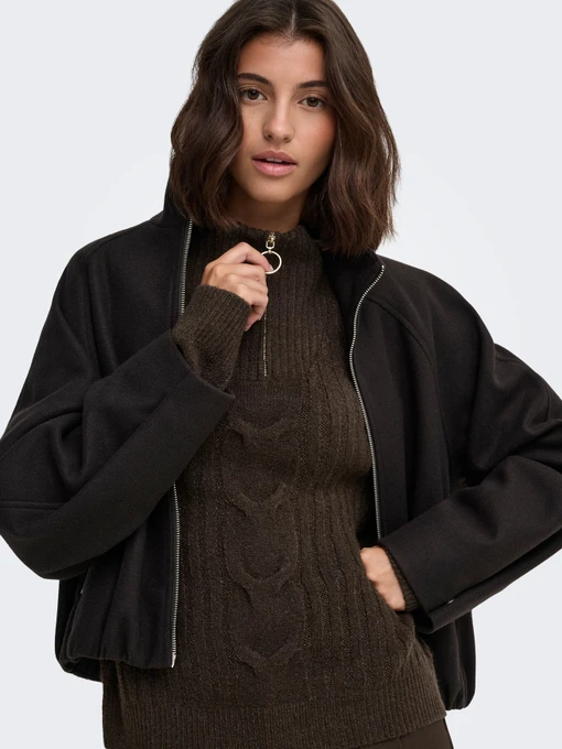 Светри та кардигани JDY ANDREA L/S ZIP CABLE PULLOVE K модель 15242811_Coffee Bean MELANGE W. GOL Фото