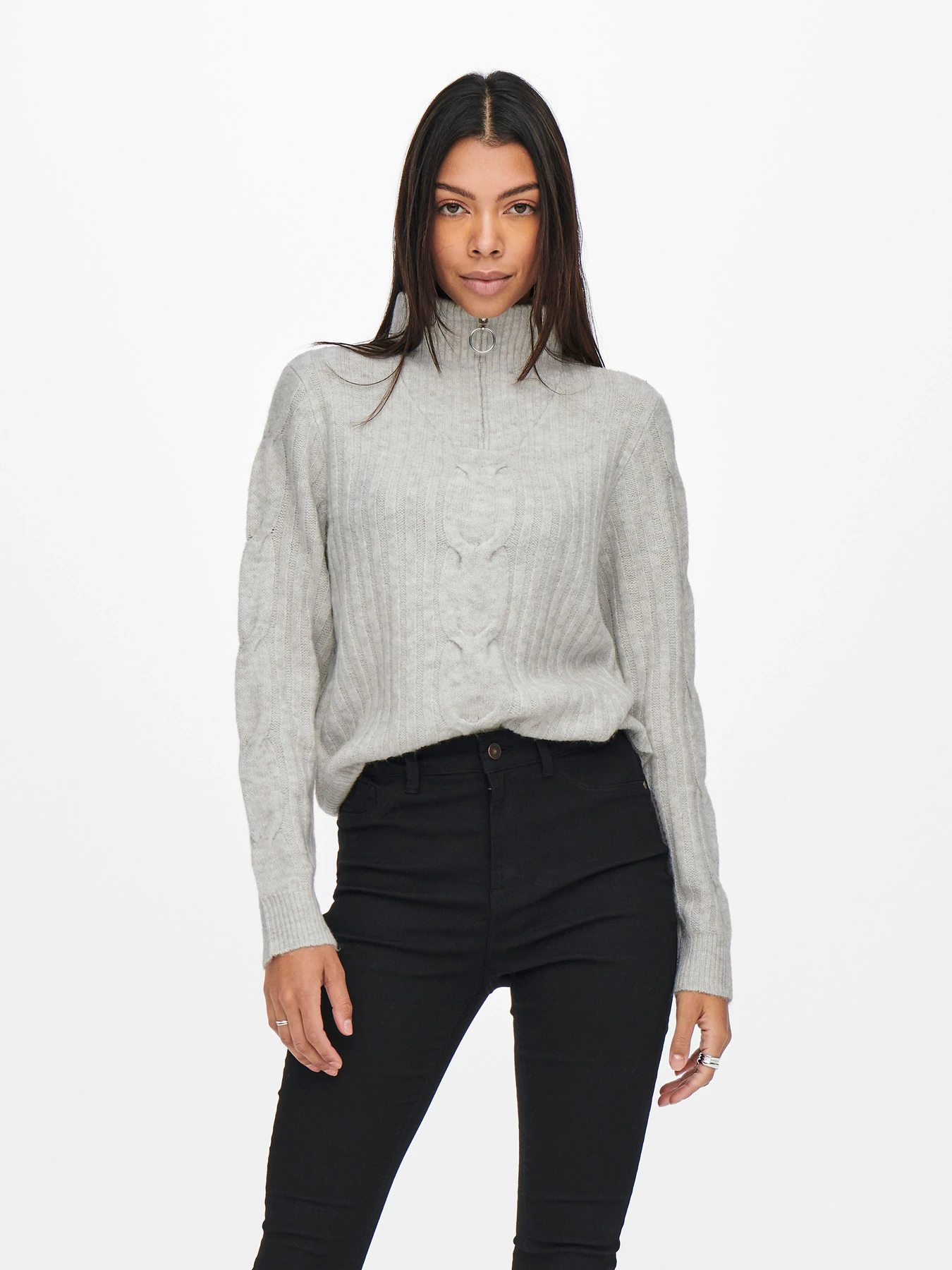 Светри та кардигани JDY ANDREA L/S ZIP CABLE PULLOVE K модель 15242811_Super Light Grey Melange Светри та кардигани JDY ANDREA L/S ZIP CABLE PULLOVE K модель 15242811_Super Light Grey Melange Фото