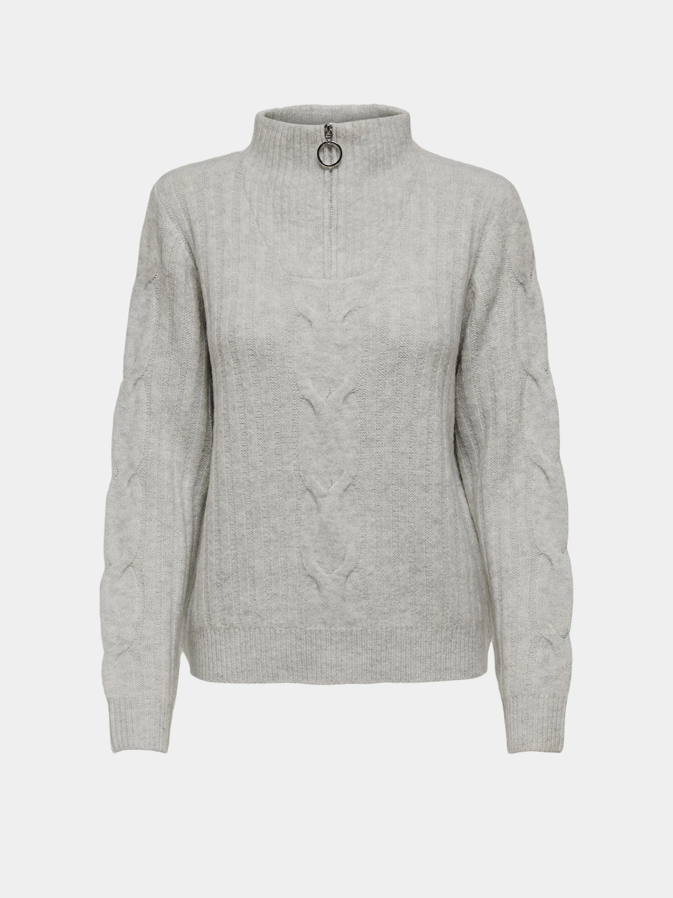 Светри та кардигани JDY ANDREA L/S ZIP CABLE PULLOVE K модель 15242811_Super Light Grey Melange Светри та кардигани JDY ANDREA L/S ZIP CABLE PULLOVE K модель 15242811_Super Light Grey Melange Фото