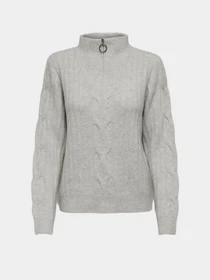 Светри та кардигани JDY ANDREA L/S ZIP CABLE PULLOVE K модель 15242811_Super Light Grey Melange Фото