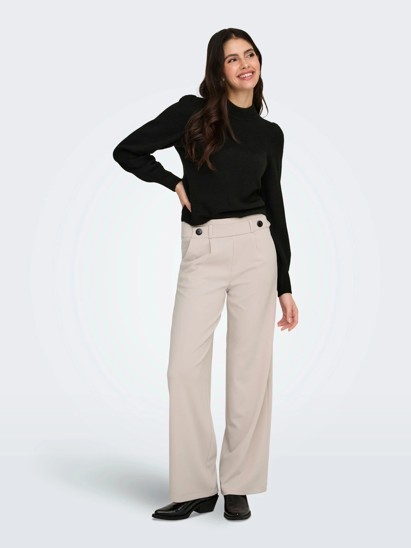 Брюки JDY GEGGO LIFE NEW LONG PANT модель 15208430_Chateau Gray BLACK BUTTONS Фото