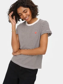 Футболки и поло JDY PISA S/S PRINT TOP модель 15298612_Cloud Dancer NEW STRIPE CH Фото