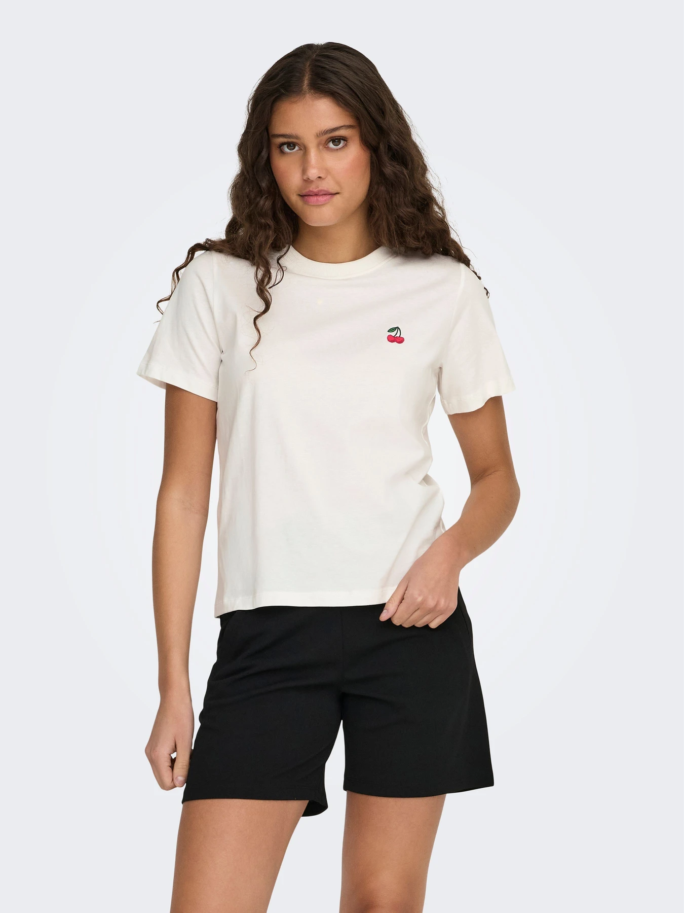 Футболки і поло JDY PISA S/S PRINT TOP модель 15298612_Cloud Dancer CHERRY Фото