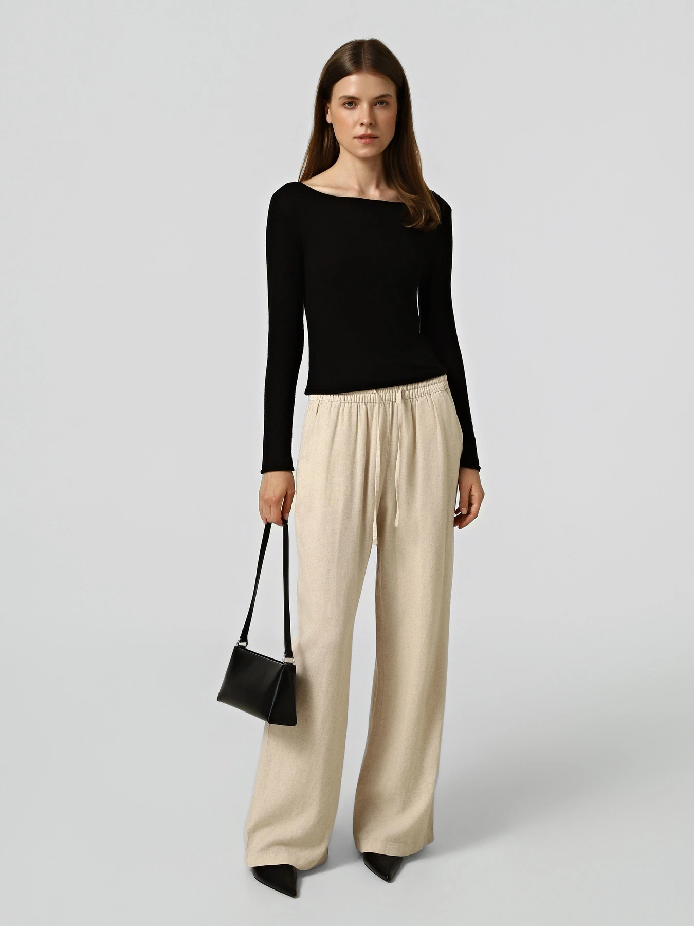 Брюки JDY SAY HW LINEN WIDE PANT модель 15318361_Oatmeal MELANGE Брюки JDY SAY HW LINEN WIDE PANT модель 15318361_Oatmeal MELANGE Фото