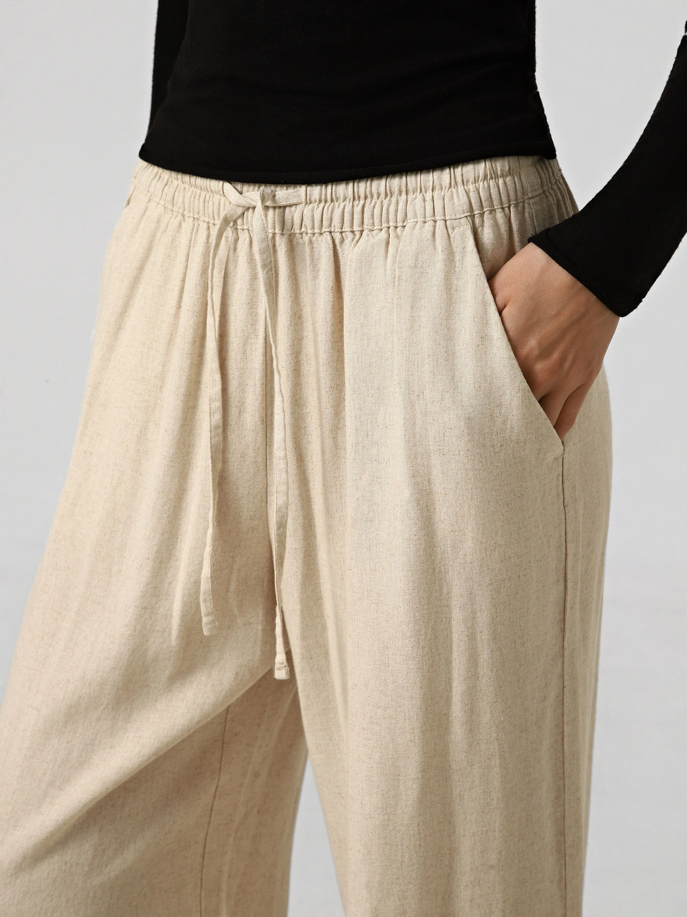 Брюки JDY SAY HW LINEN WIDE PANT модель 15318361_Oatmeal MELANGE Брюки JDY SAY HW LINEN WIDE PANT модель 15318361_Oatmeal MELANGE Фото