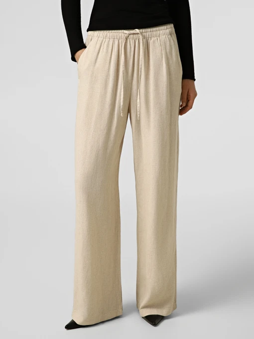 Штани JDY SAY HW LINEN WIDE PANT модель 15318361_Oatmeal MELANGE Фото