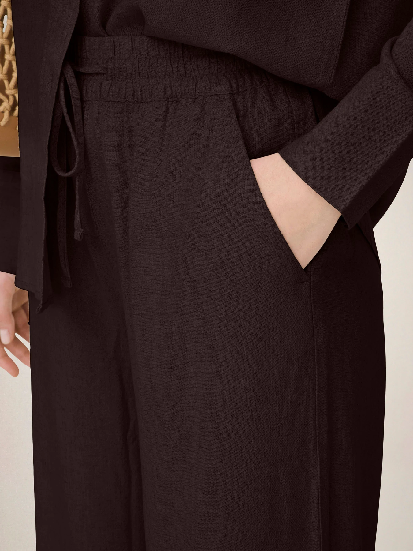 Штани JDY SAY HW LINEN WIDE PANT модель 15318361_Chocolate Torte Фото