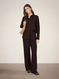 Штани JDY SAY HW LINEN WIDE PANT модель 15318361_Chocolate Torte Фото