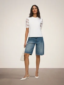 Шорты JDY LINA MW BERMUDA SHORTS DNM модель 15370643_Medium Blue Denim Фото
