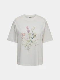 Футболки и поло JDY NINNA LIFE S/S OVERSIZE PRINT модель 15372178_Cloud Dancer ART FLEUR Фото