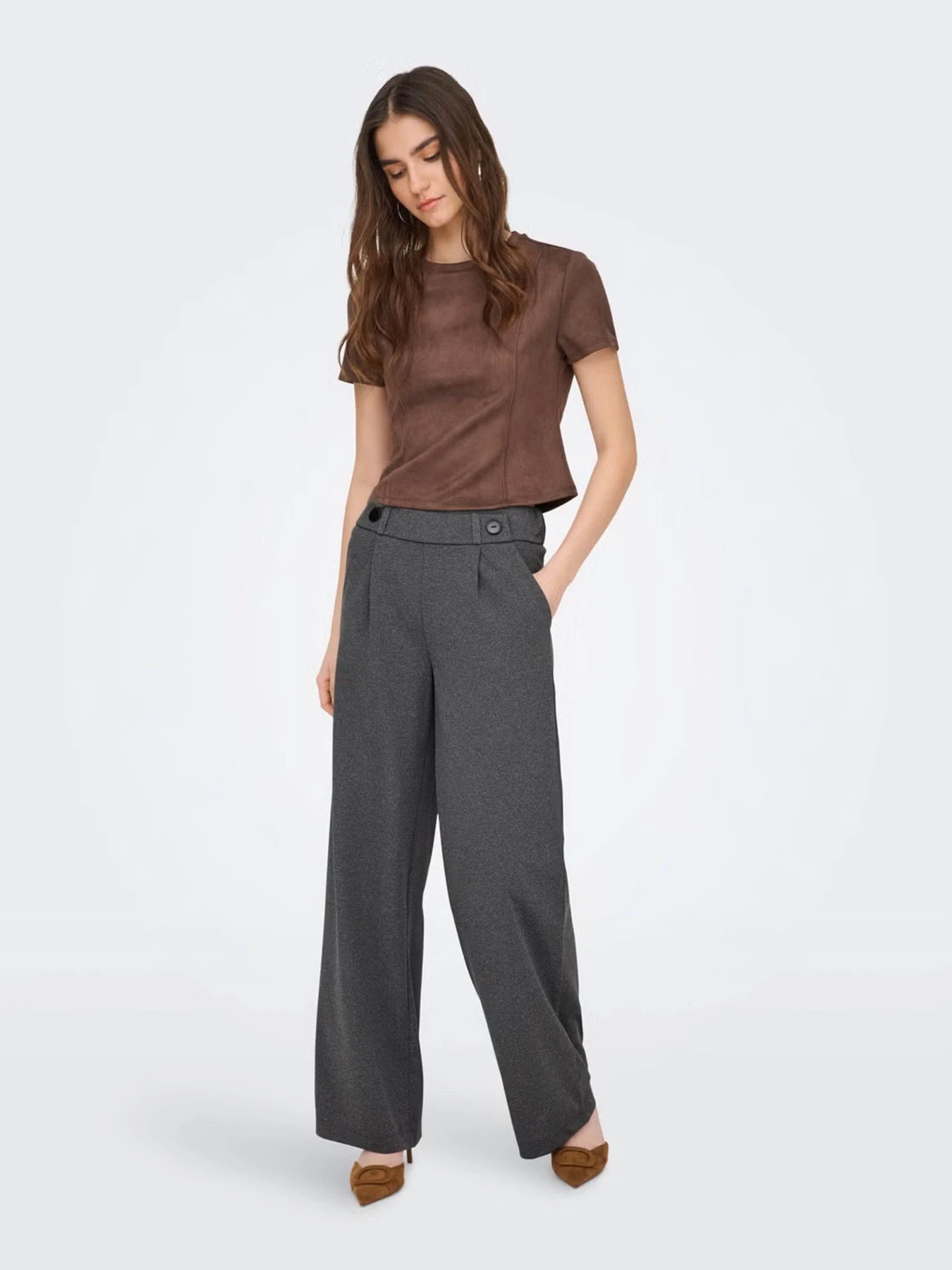 Штани JDY GEGGO LIFE NEW LONG PANT модель 15208430_Medium Grey Melange BLACK Фото