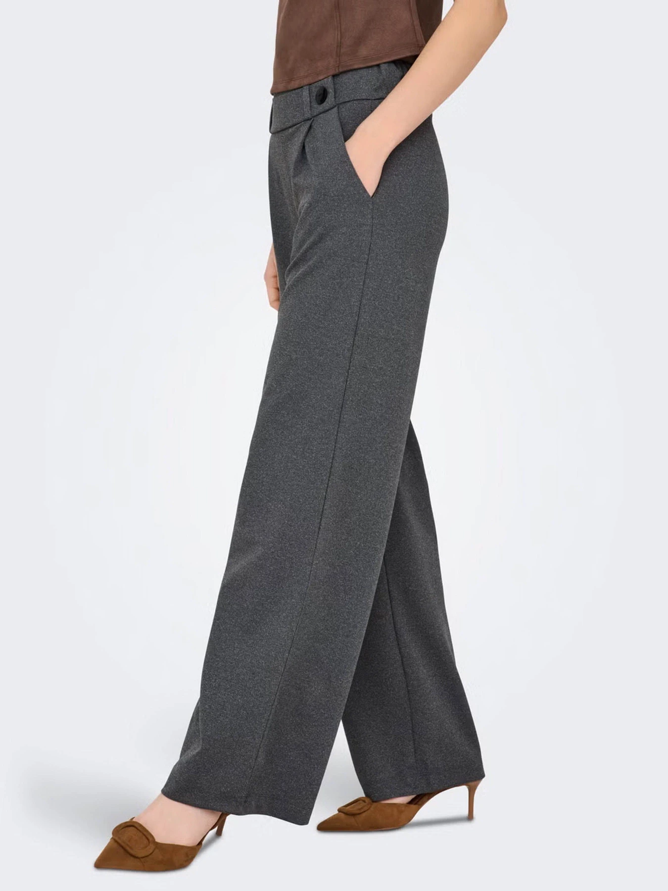 Штани JDY GEGGO LIFE NEW LONG PANT модель 15208430_Medium Grey Melange BLACK Фото