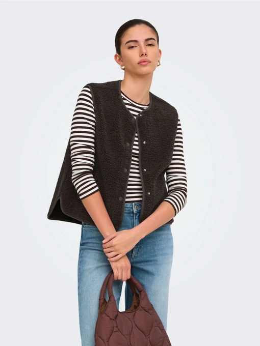 Куртки та дублянки JDY SIMINA TEDDY WAISTCOAT OTW модель 15364610_Chocolate Torte Фото
