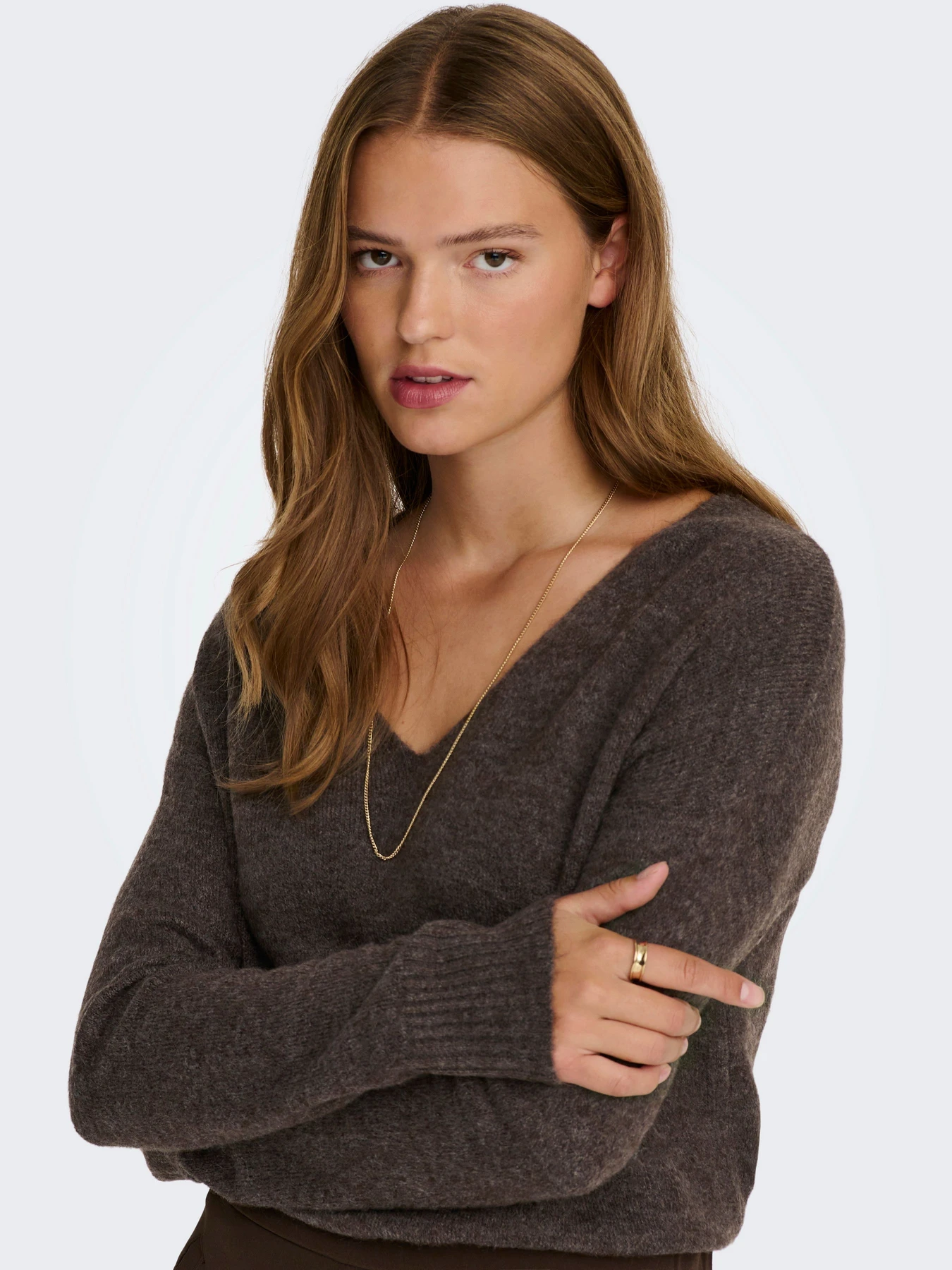 Свитры и кардиганы JDY ELANORA L/S V-NECK PULLO. KNT модель 15207823_Bracken MELANGE Свитры и кардиганы JDY ELANORA L/S V-NECK PULLO. KNT модель 15207823_Bracken MELANGE Фото
