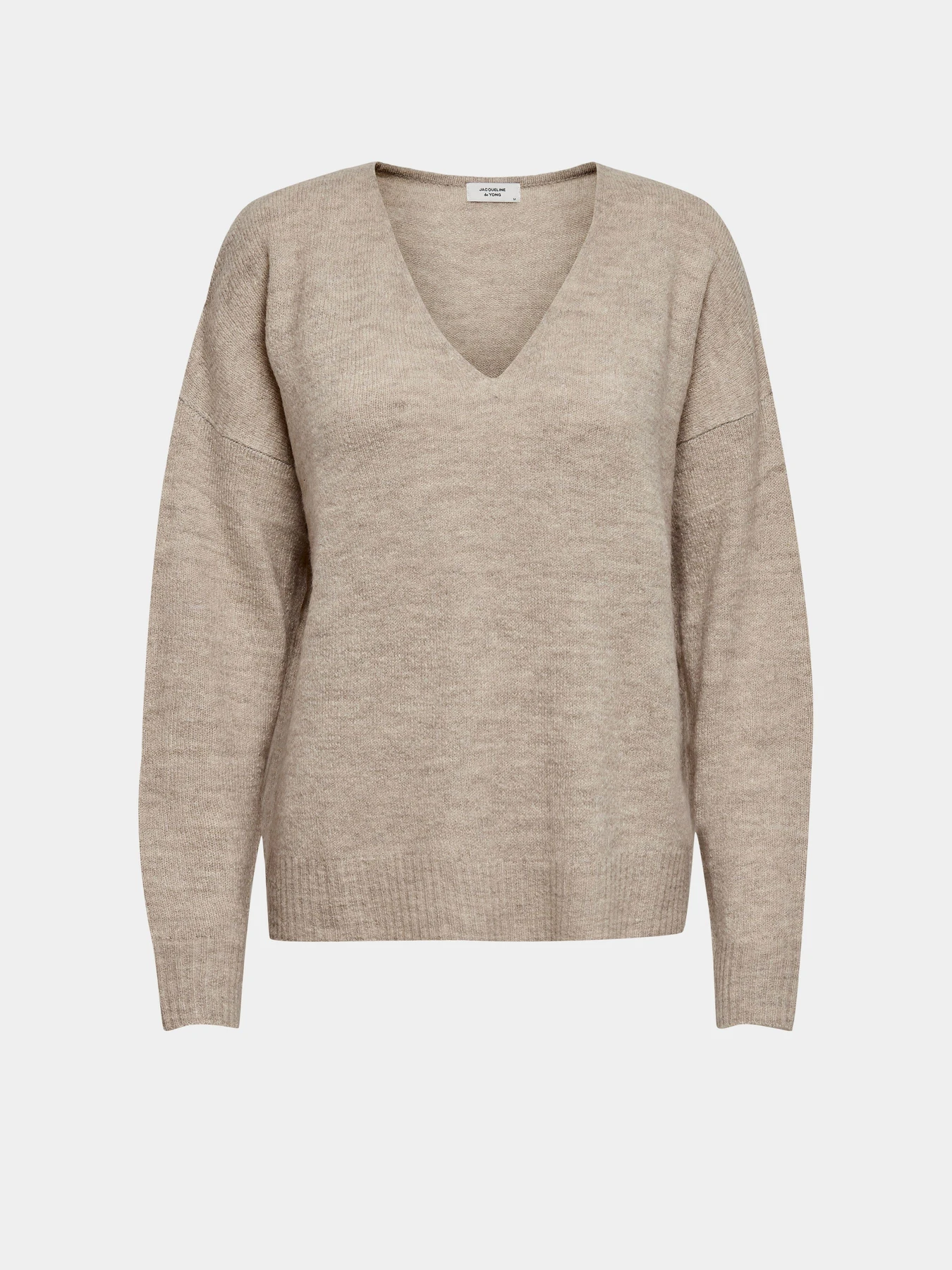 Свитры и кардиганы JDY ELANORA L/S V-NECK PULLO. KNT модель 15207823_Oatmeal MELANGE Фото