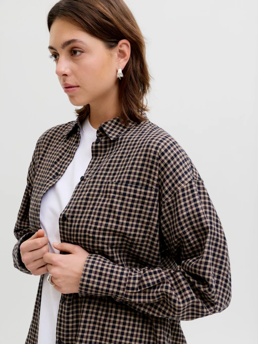 Бавовняна Жіноча Сорочка в клітинку JJXX JAMIE CHECK FLANNEL LS SHIRT фото 2