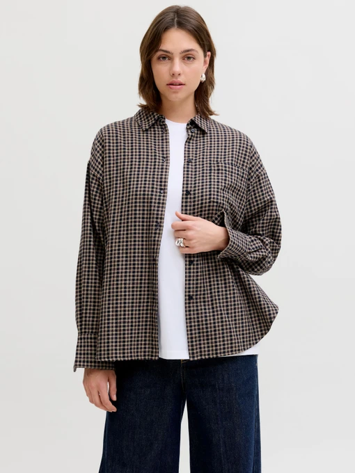 Рубашки JJXX JAMIE CHECK FLANNEL LS SHIRT модель 12288554_Slate Black CHECK Фото