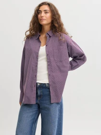 Рубашки JJXX JAMIE LS RELAXED POPLIN SHIRT модель 12200353_Winetasting MARINE BLUE AN Фото