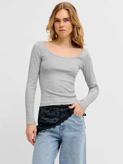 Худи и свитшоты JJXX STAR LS U NECK TOP модель 12280468_Light Grey Melange Фото
