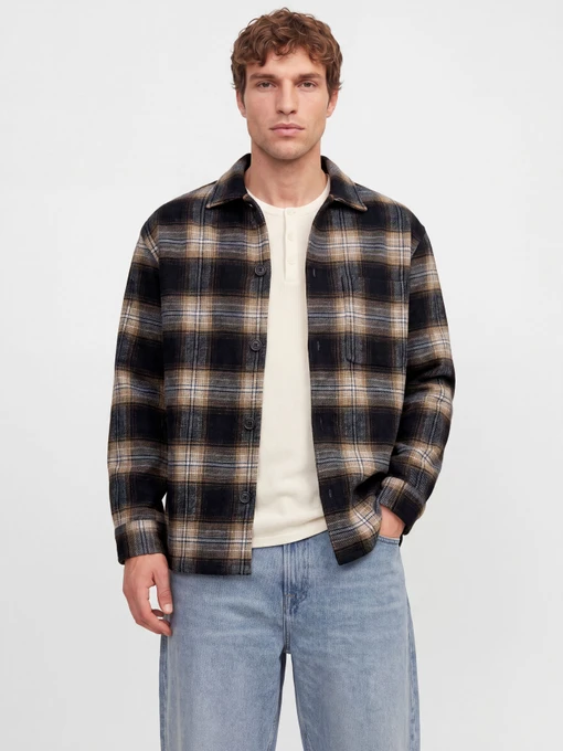 Сорочки JACK & JONES SOHO OLLIE OVERSHIRT LS модель 12300017_Navy Blazer CHECK Фото