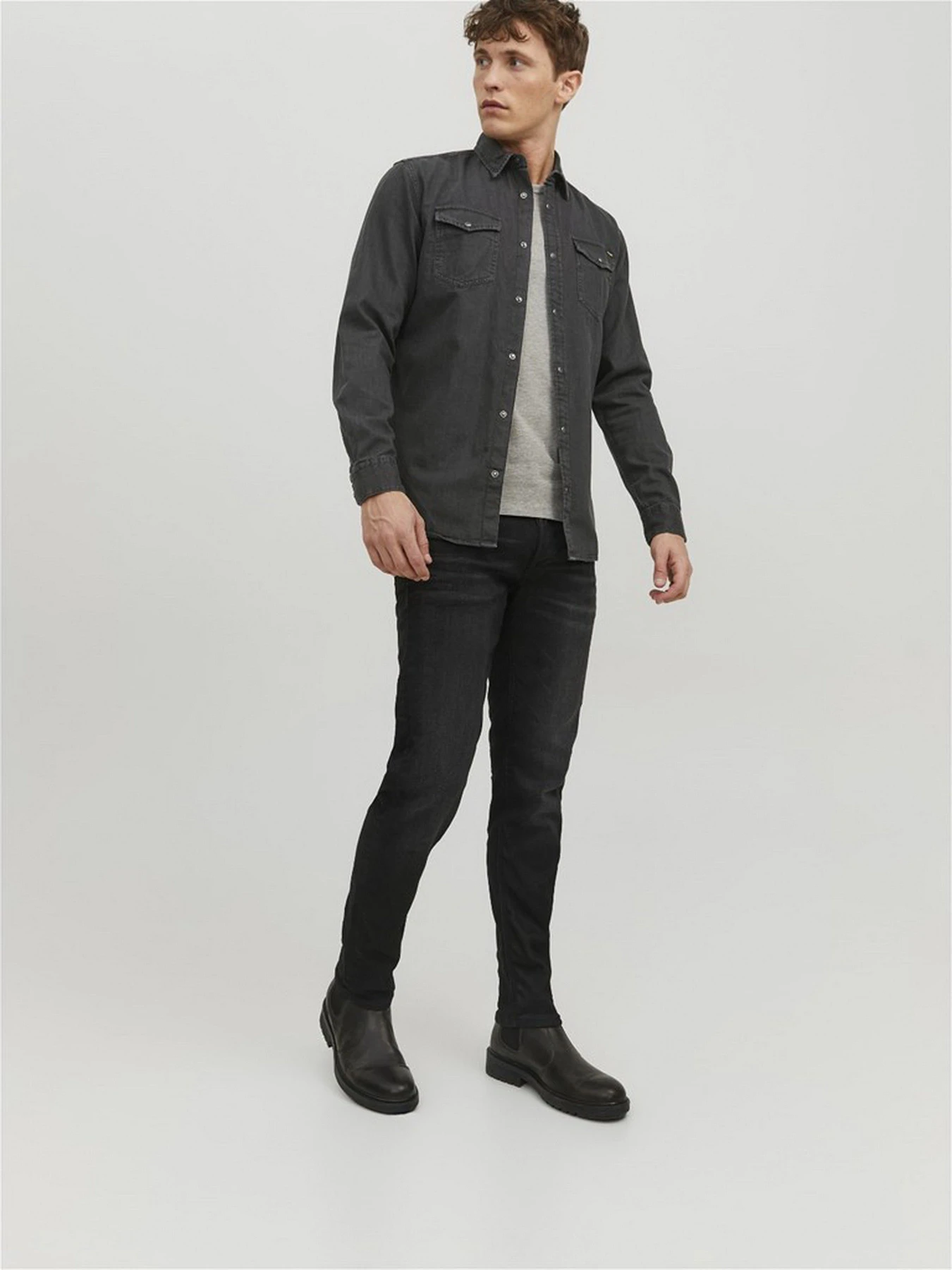 Сорочки JACK & JONES модель 12138115_Black Denim Фото