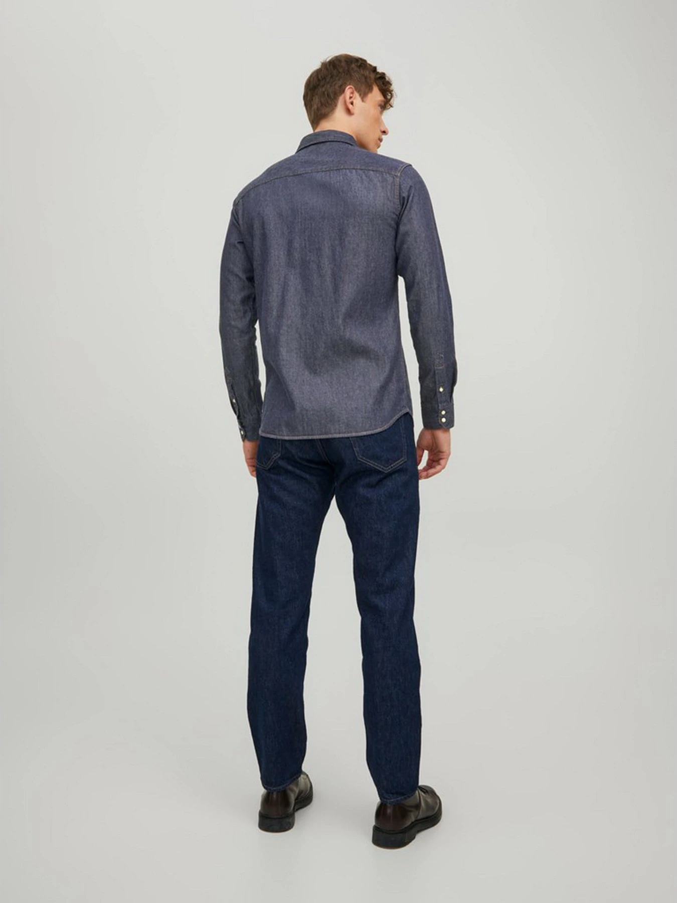 Рубашки JACK & JONES модель 12138115_Dark Denim Рубашки JACK & JONES модель 12138115_Dark Denim Фото