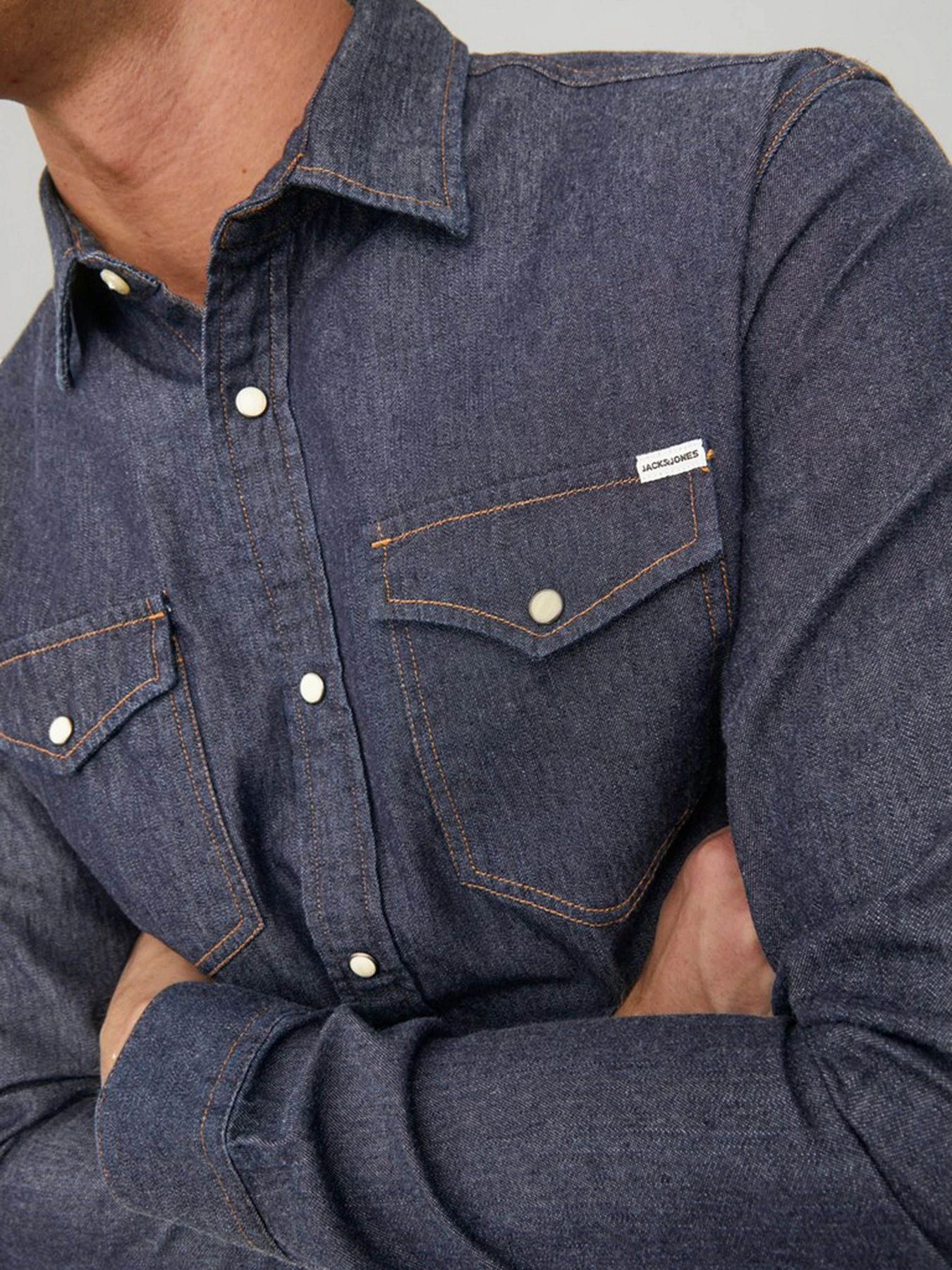 Рубашки JACK & JONES модель 12138115_Dark Denim Рубашки JACK & JONES модель 12138115_Dark Denim Фото