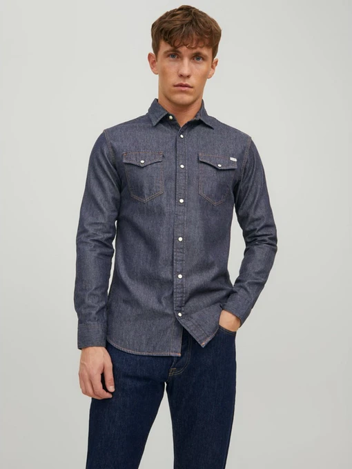 Рубашки JACK & JONES модель 12138115_Dark Denim Фото