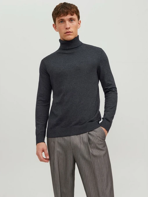 Свитры и кардиганы JACK & JONES EMIL KNIT ROLL NECK модель 12157417_Dark Grey Melange Фото