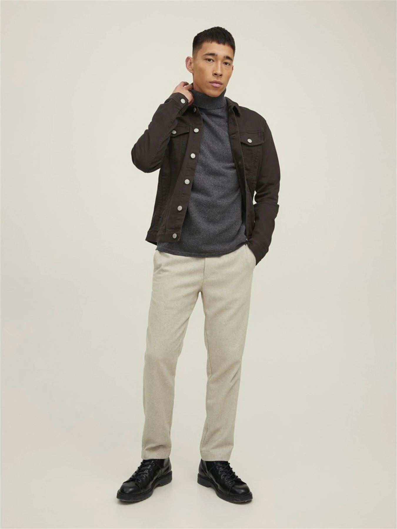 Свитры и кардиганы JACK & JONES модель 12210931_Dark Grey Melange Свитры и кардиганы JACK & JONES модель 12210931_Dark Grey Melange Фото
