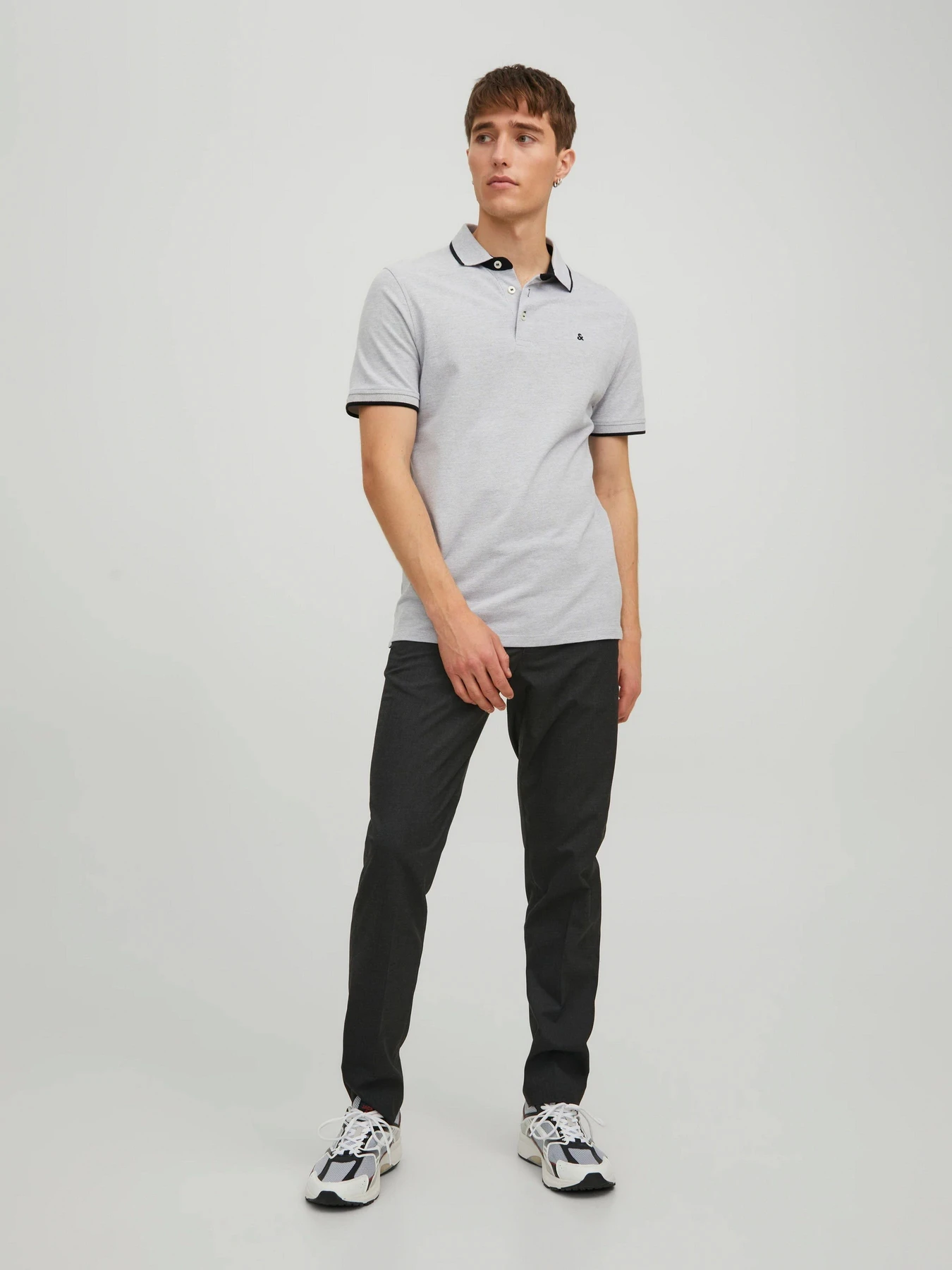 Футболки і поло JACK & JONES PAULOS POLO модель 12136668_Light Grey Melange SLIM FI Фото