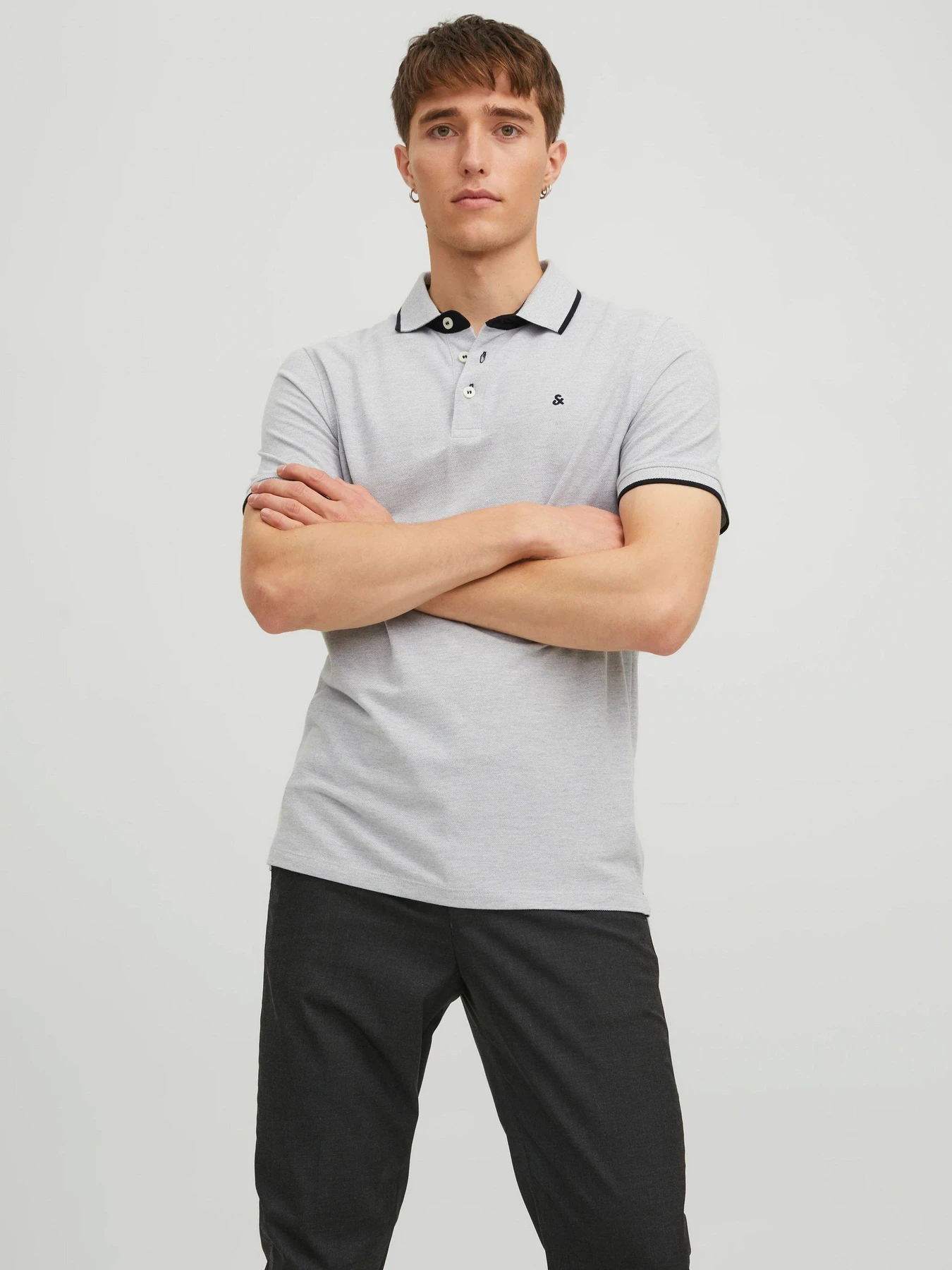Футболки і поло JACK & JONES PAULOS POLO модель 12136668_Light Grey Melange SLIM FI Фото
