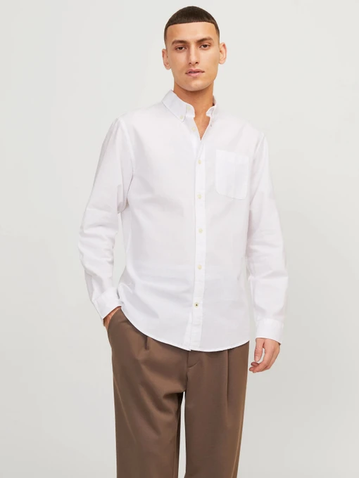 Сорочки JACK & JONES модель 12182486_White SLIM FIT Фото