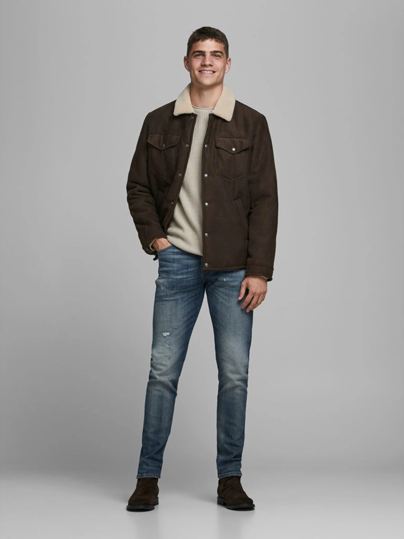 Свитры и кардиганы JACK & JONES модель 12179861_Oatmeal Свитры и кардиганы JACK & JONES модель 12179861_Oatmeal Фото