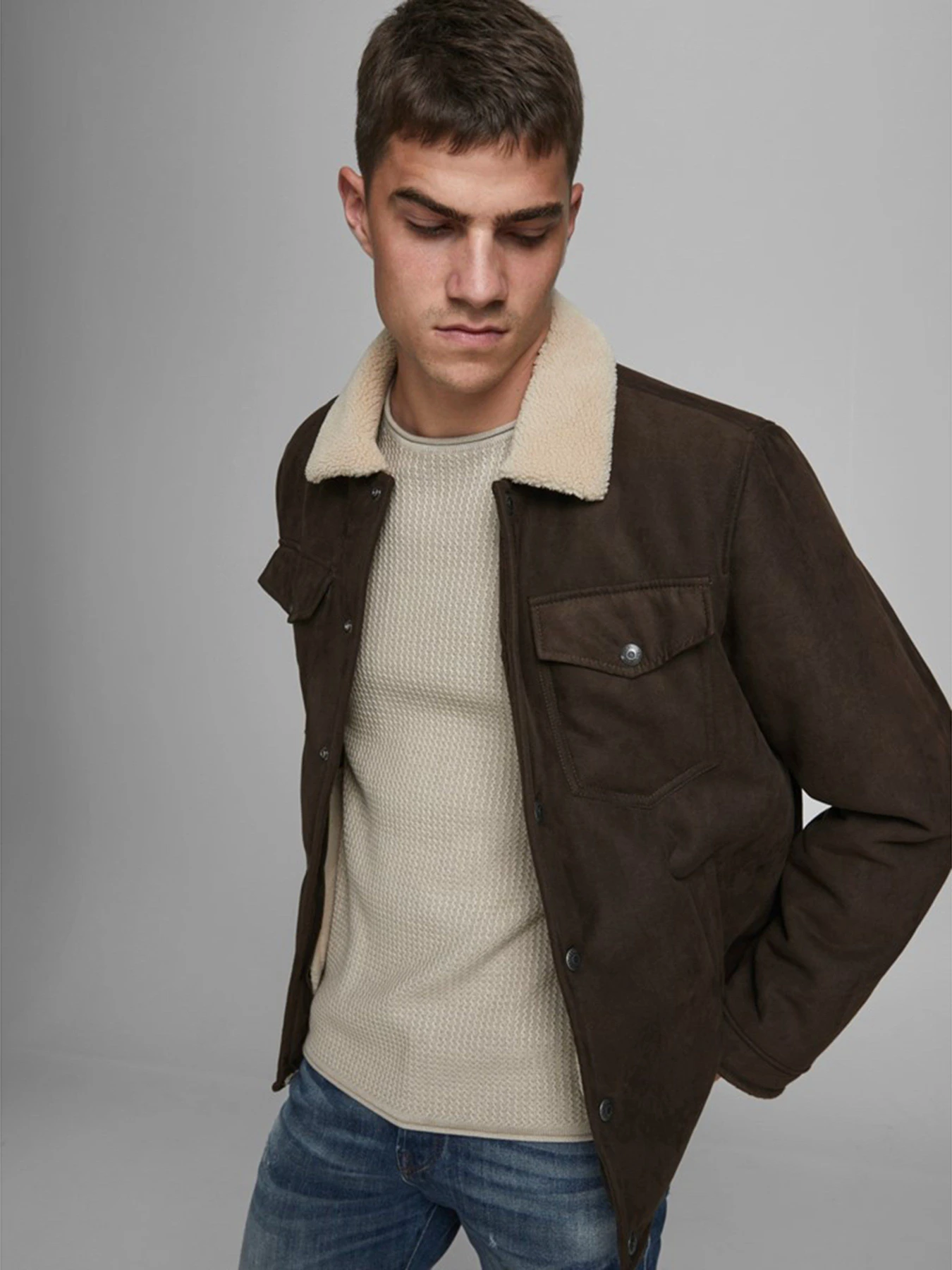 Свитры и кардиганы JACK & JONES модель 12179861_Oatmeal Свитры и кардиганы JACK & JONES модель 12179861_Oatmeal Фото