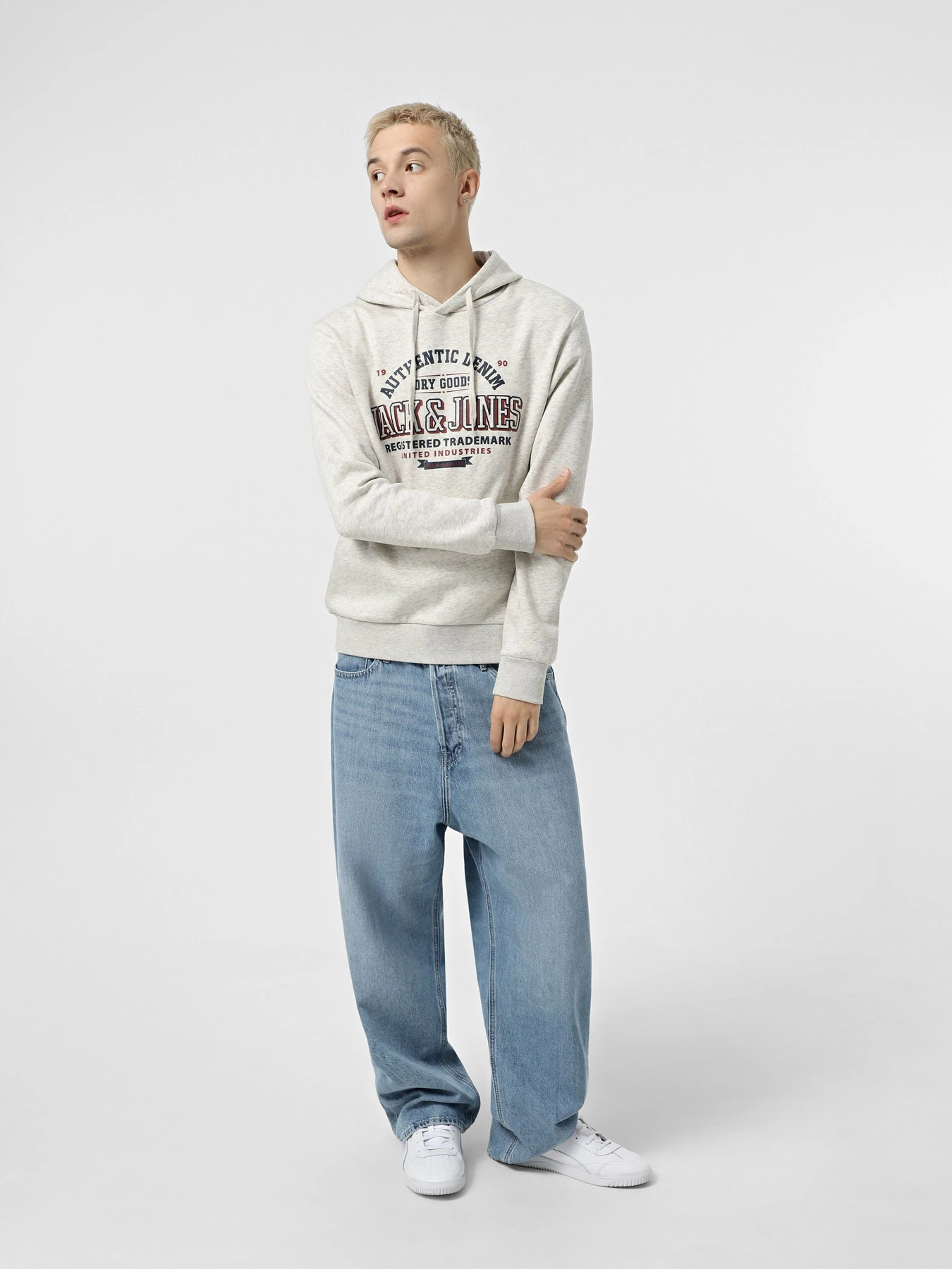 Худи и свитшоты JACK & JONES модель 12255617_White Melange Фото