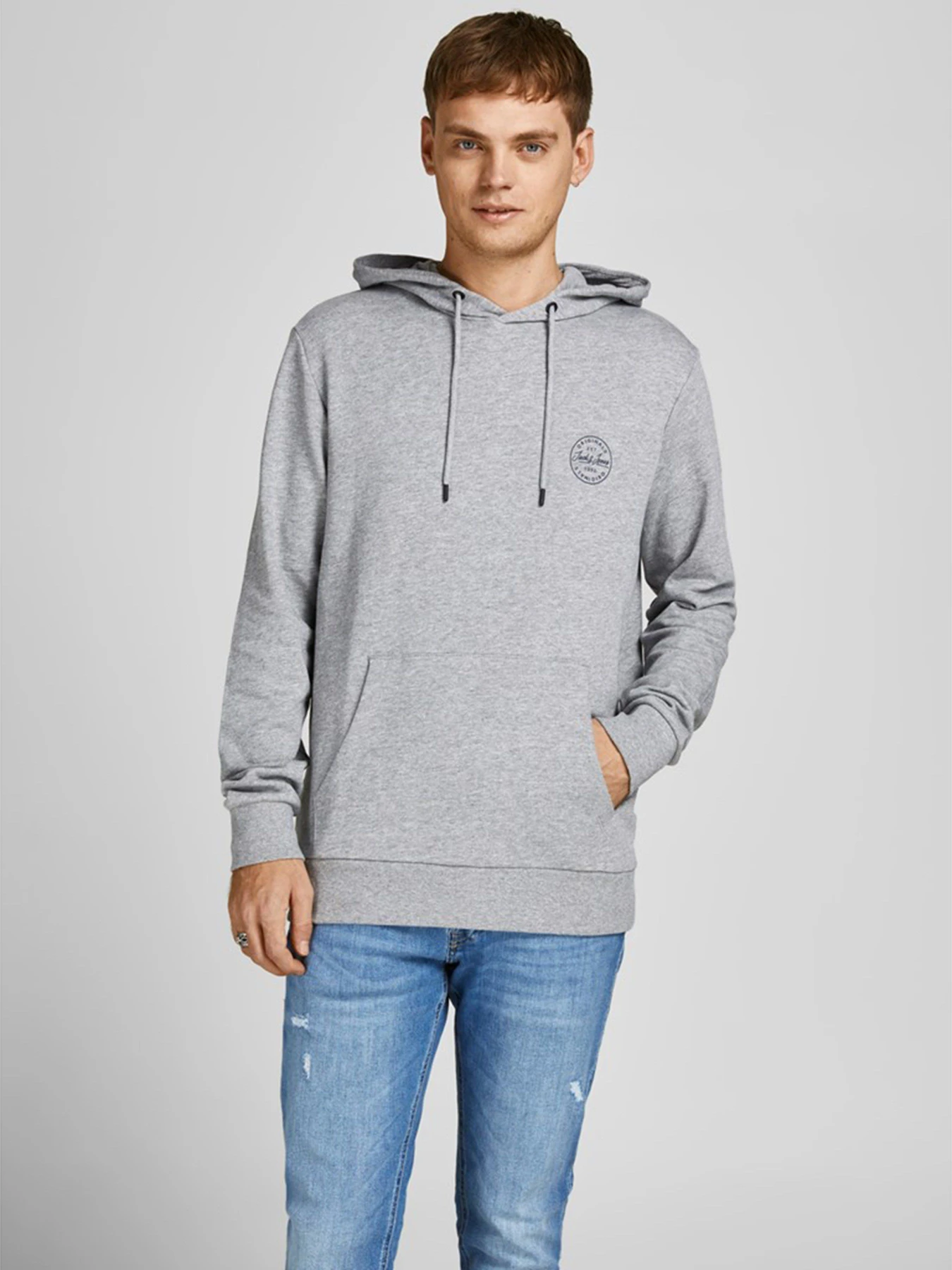 Худи и свитшоты JACK & JONES модель 12205081_Light Grey Melange Худи и свитшоты JACK & JONES модель 12205081_Light Grey Melange Фото
