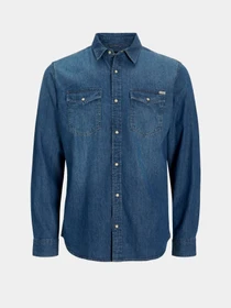 Рубашки JACK & JONES SHERIDAN SHIRT модель 12138115_Medium Blue Denim Slim Фото