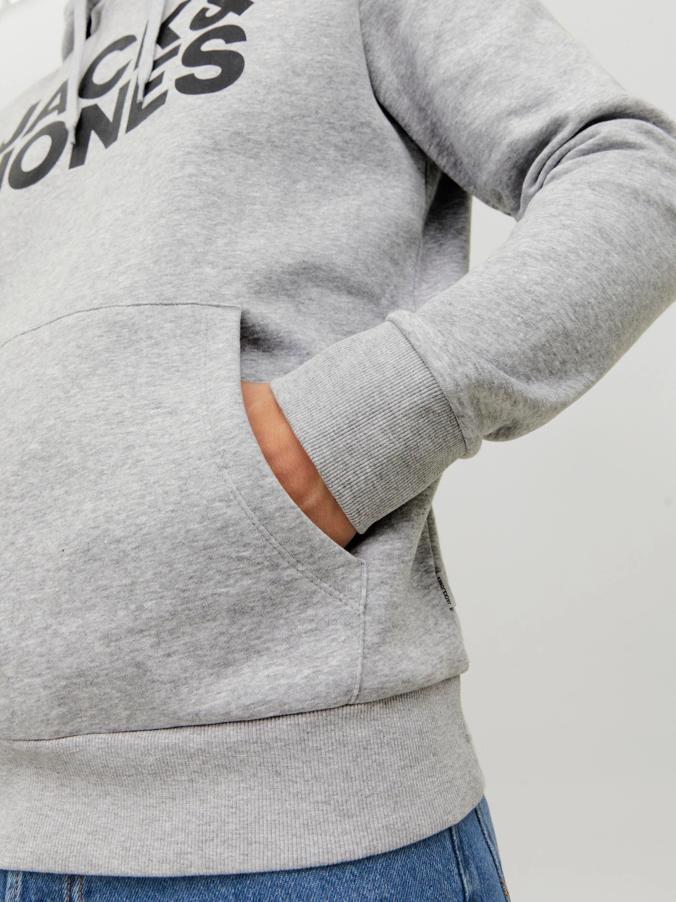 Худі та світшоти JACK & JONES CORP LOGO SWEAT HOOD модель 12152840_Light Grey Melange Reg /La Фото