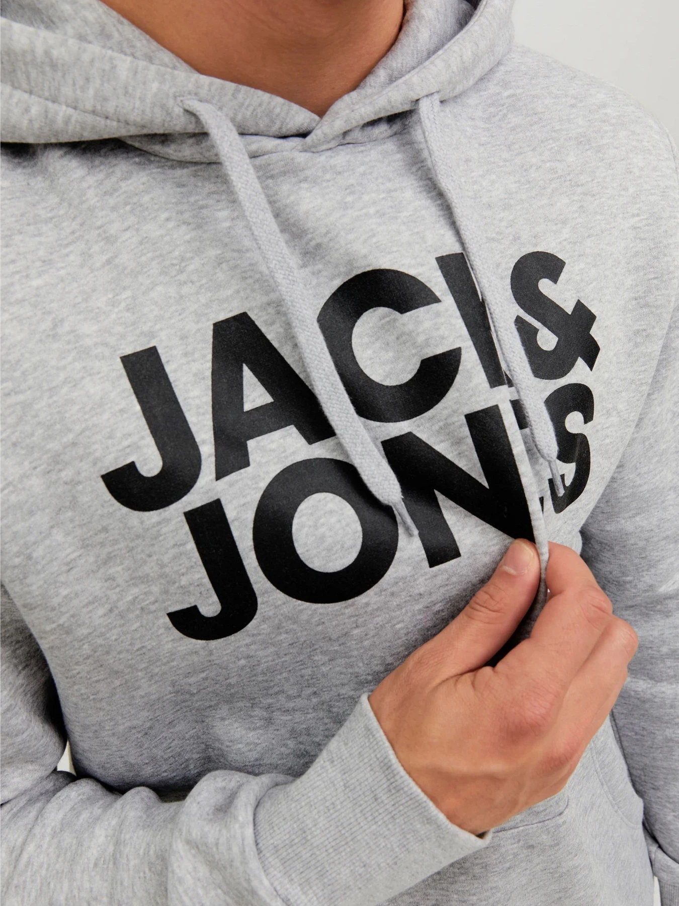 Худі та світшоти JACK & JONES CORP LOGO SWEAT HOOD модель 12152840_Light Grey Melange Reg /La Фото