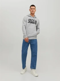 Худі та світшоти JACK & JONES CORP LOGO SWEAT HOOD модель 12152840_Light Grey Melange Reg /La Фото
