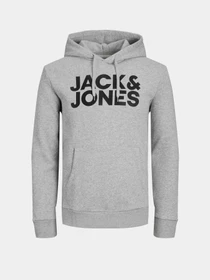 Худі та світшоти JACK & JONES CORP LOGO SWEAT HOOD модель 12152840_Light Grey Melange Reg /La Фото