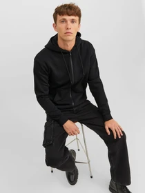Худи и свитшоты JACK & JONES BRADLEY SWEAT ZIP HOOD модель 12249342_Black Фото