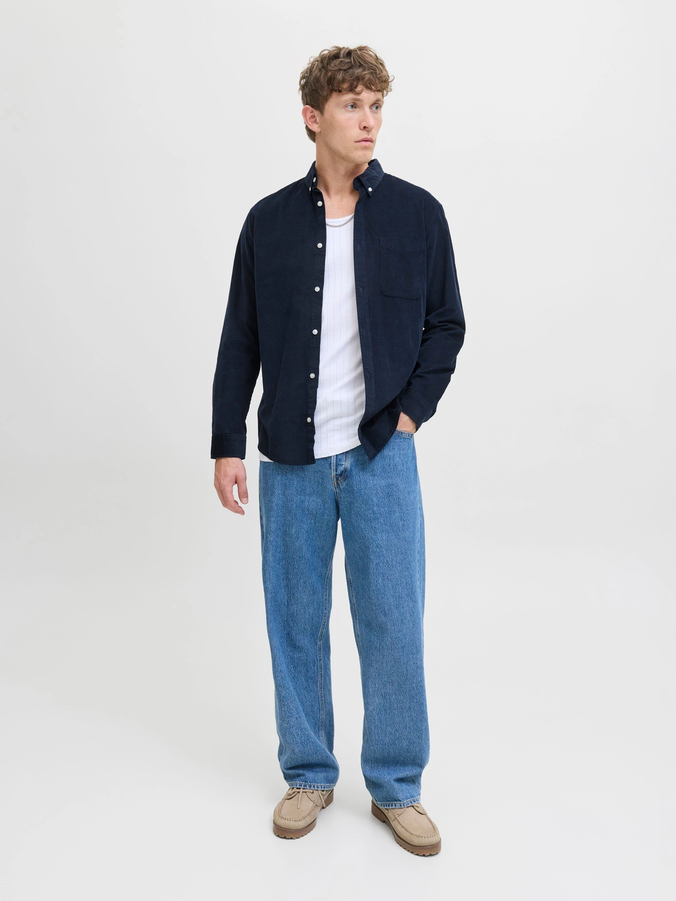 Рубашки JACK & JONES CLASSIC CORD SHIRT модель 12278967_Sky Captain Рубашки JACK & JONES CLASSIC CORD SHIRT модель 12278967_Sky Captain Фото