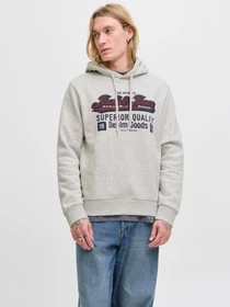 Худі та світшоти JACK & JONES LOGO SWEAT HOOD модель 12279649_White Melange Фото