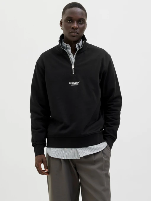 Худи и свитшоты JACK & JONES SOHO SWEAT QUARTER  ZIP модель 12278793_Black Фото