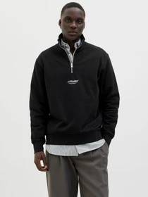 Худи и свитшоты JACK & JONES SOHO SWEAT QUARTER  ZIP модель 12278793_Black Фото